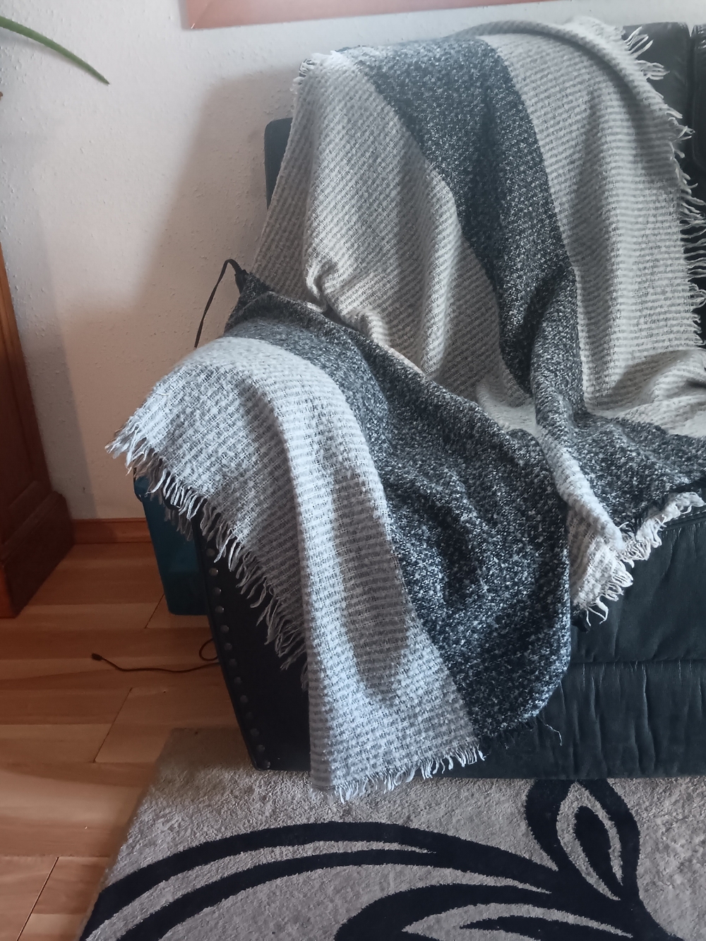 Gray & Charcoal Striped Woven Throw Blanket - Classic Neutral